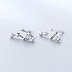 Libra Constellation Star Galaxy Space Astrology Zodiac Sign Silver Tiny Earrings